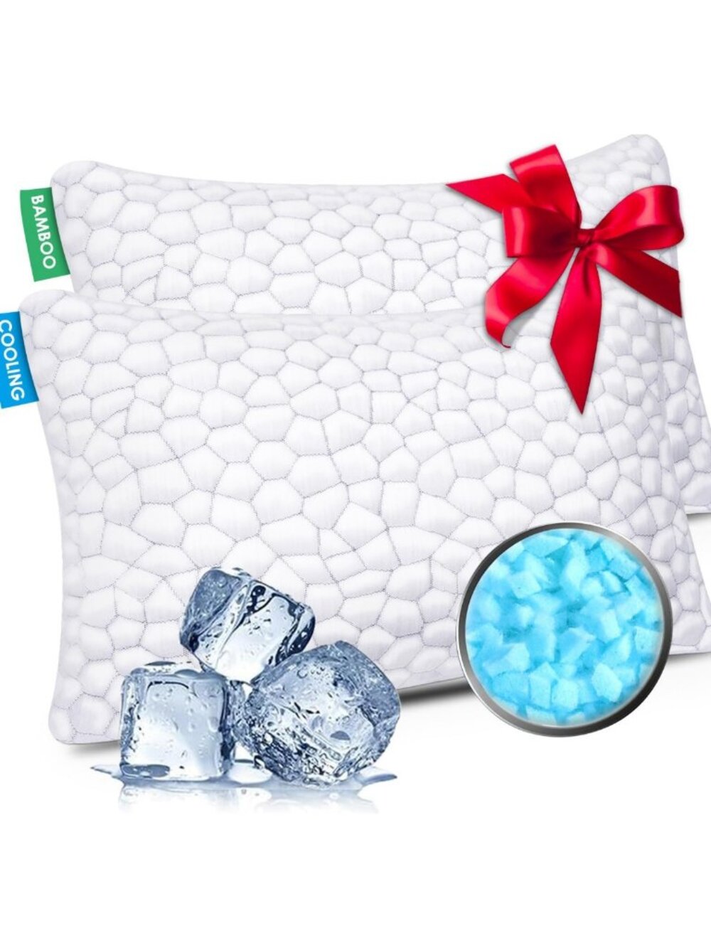 Cooling Memory Foam Pillows Set of 2 - Adjustable Firmness for All Sleepers